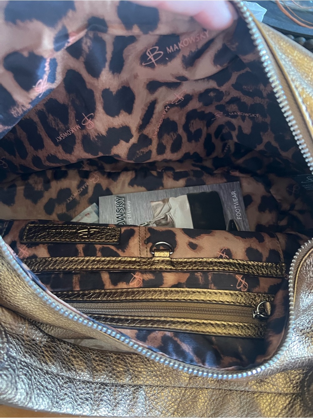 b. makowsky Metallic Bronze Fringe Hobo with Gold Studs - Picture 5 of 8